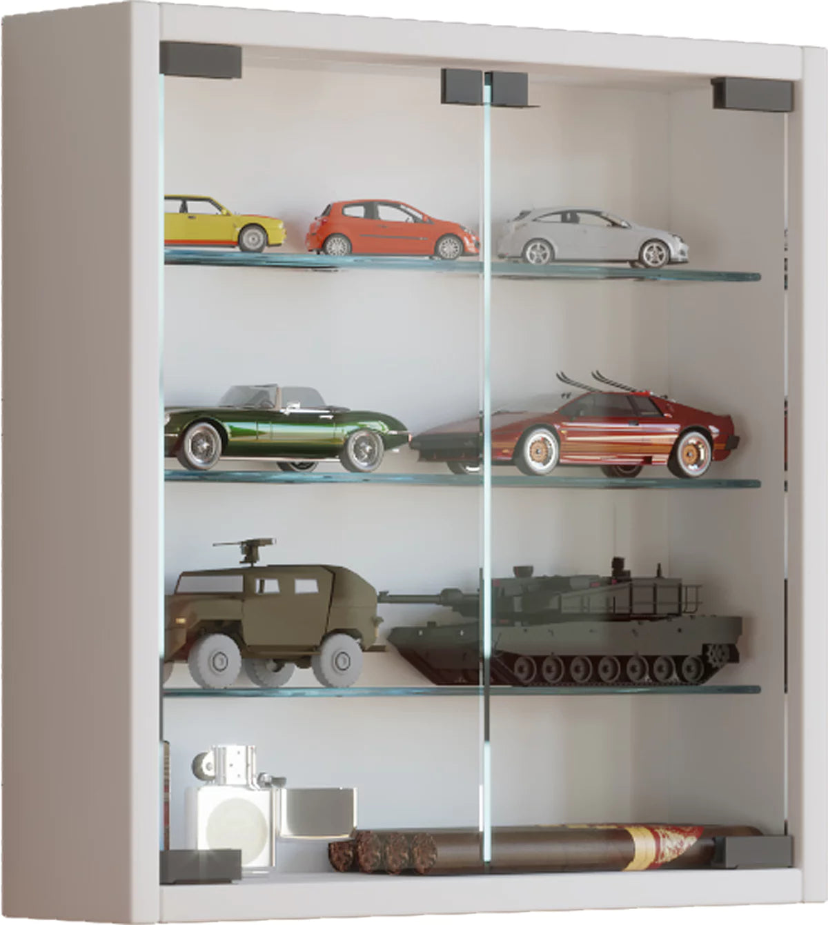 Vitrine Mural, Bois, Blanc, 40 X 40 X 10 Cm