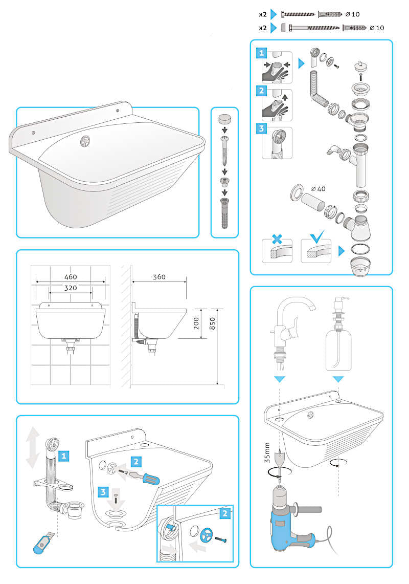 Évier 46cm En Granit Eko Foncé Idéal Pour Extérieur