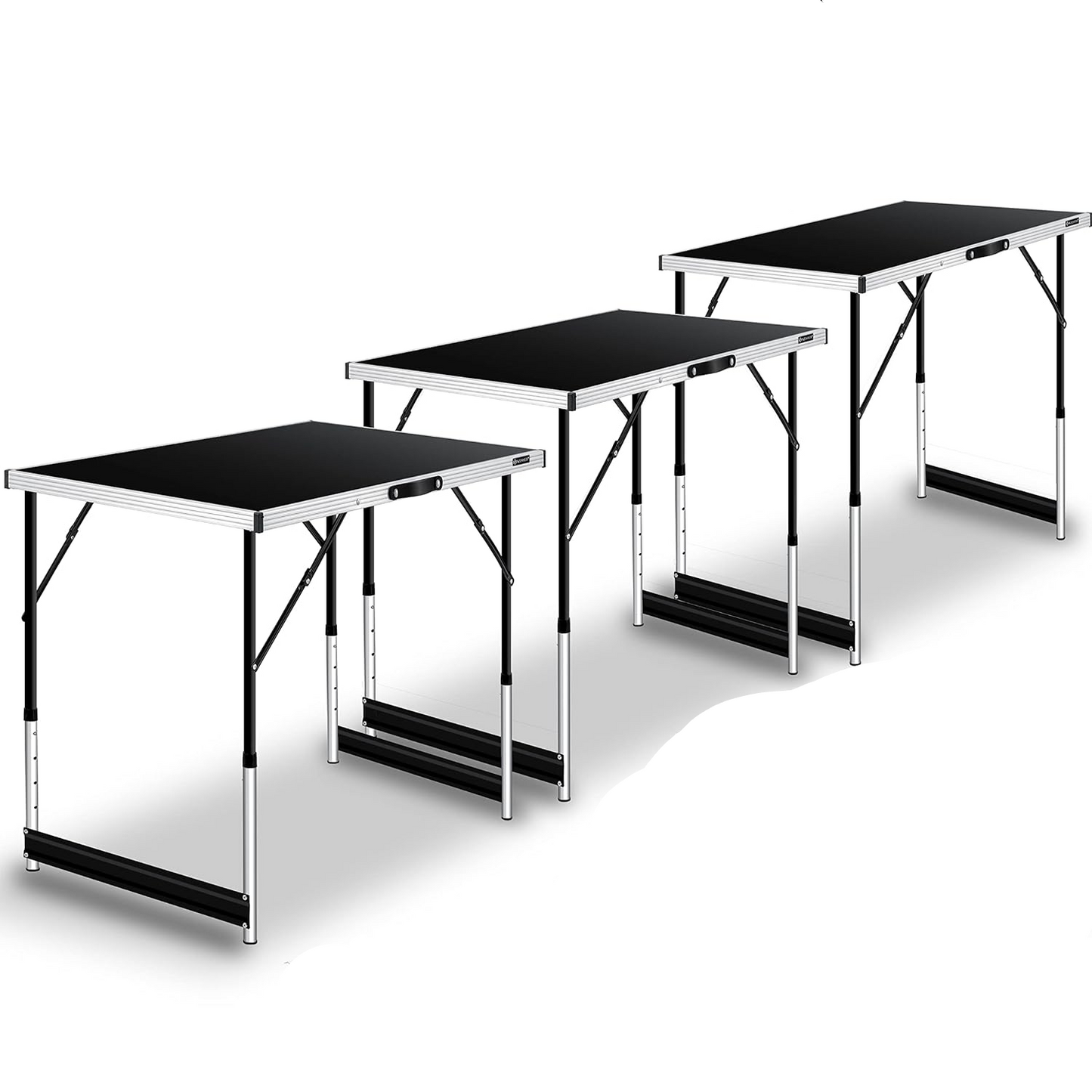 Lot de 3 Table Multifonctions 100 x 60 cm, Avec Fonction de Rallonge, Pliante