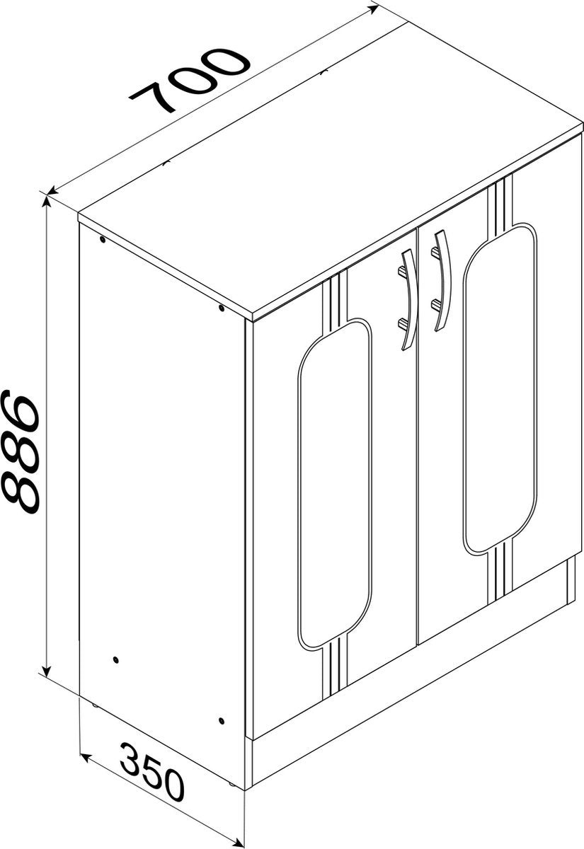 Commode buffet en bois Balia 2 portes battantes