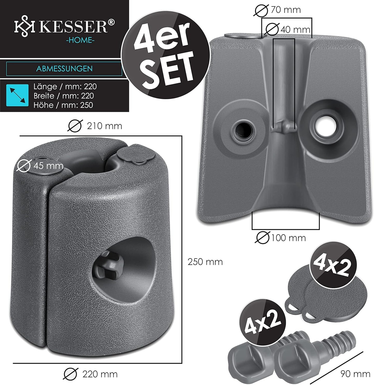 Lot de 4 Pieds de Sol pour pavillon Poids de stabilisation eau ou de Sable