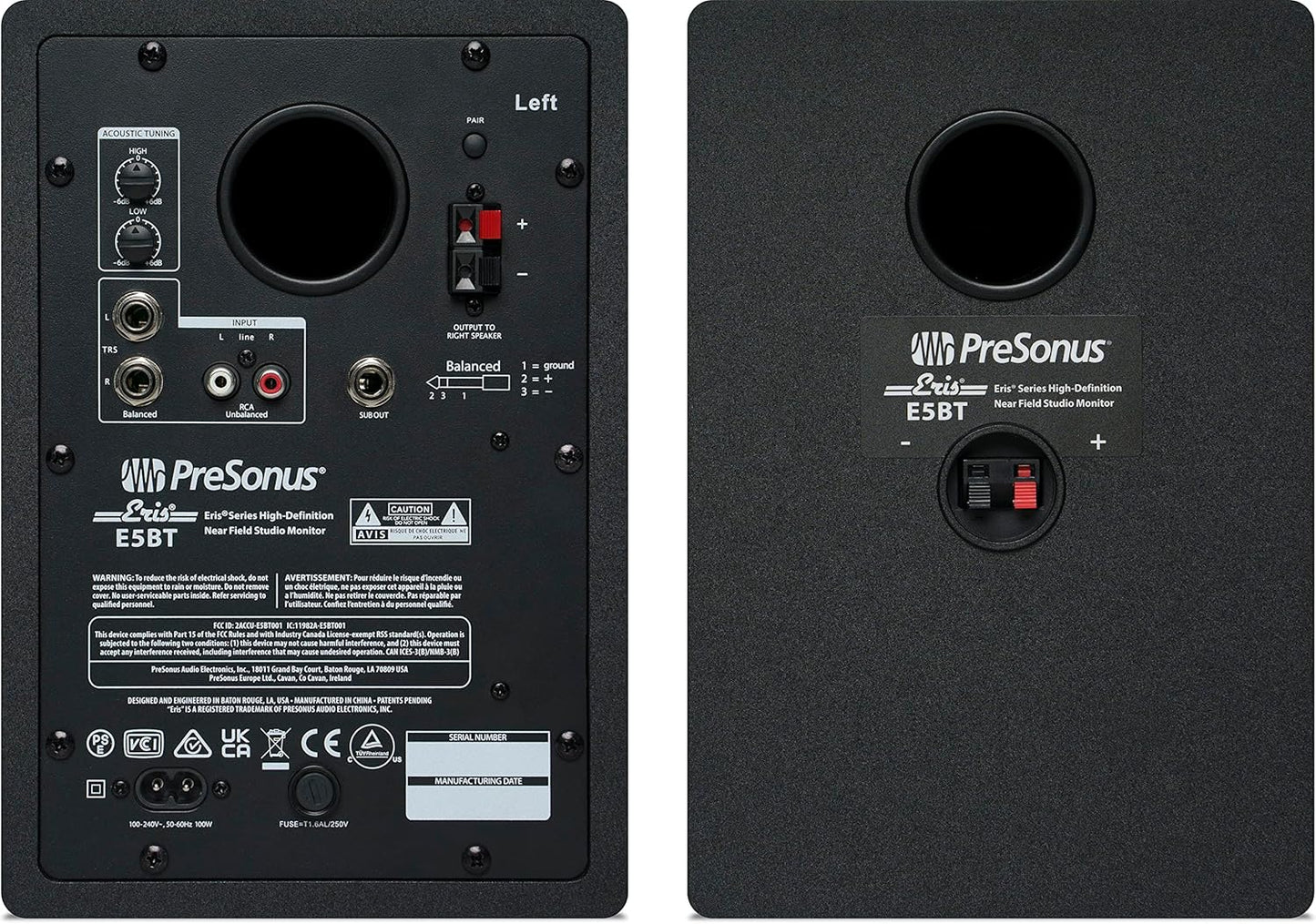 PreSonus Eris 5BT Gen 2, Enceintes Actives 5" de Bureau avec Bluetooth Qualite Studio, 100 W