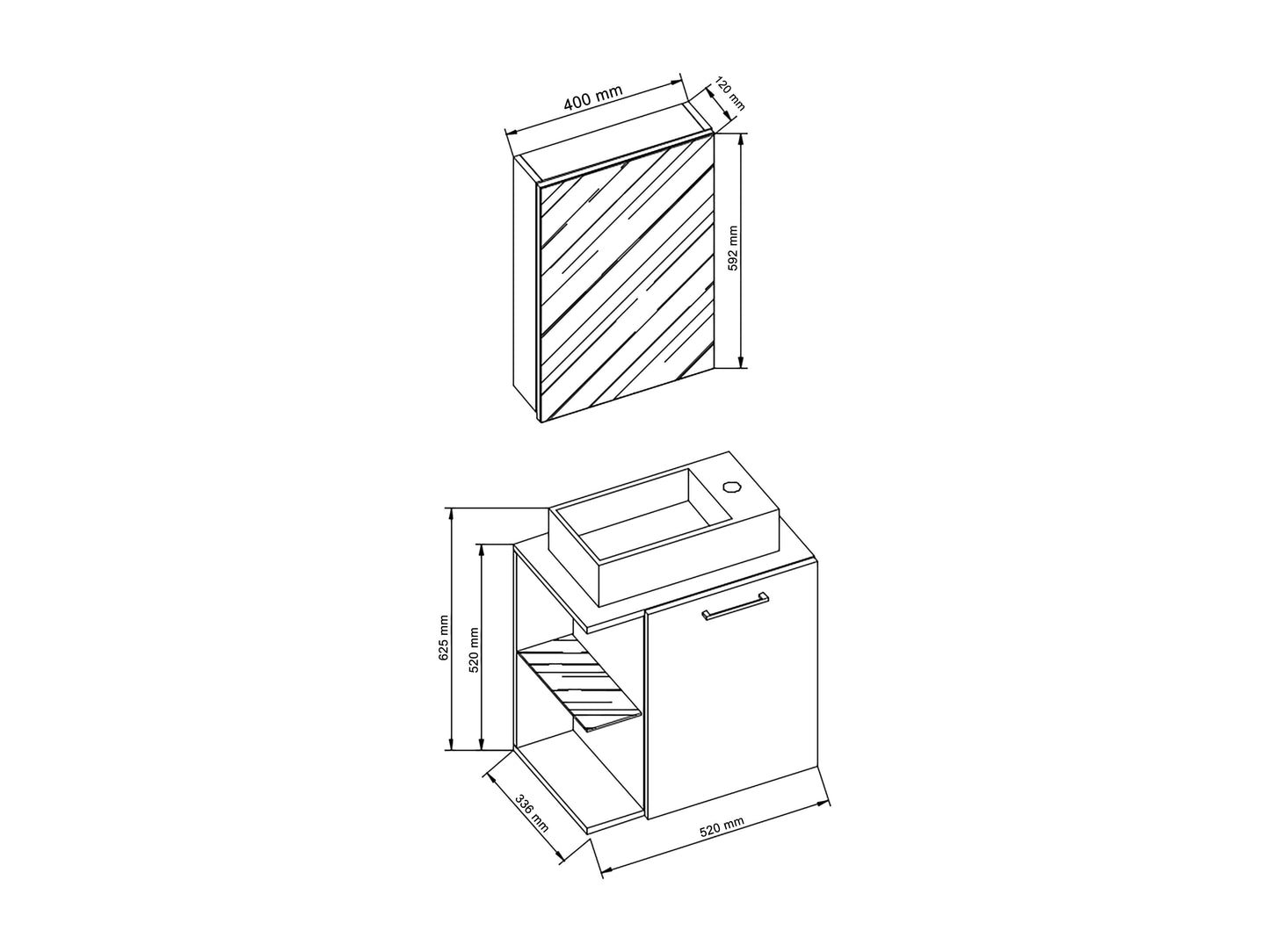 Ensemble Meuble de salle de bain vasque Hausa Chêne miel H. 122 x L. 52 x P. 34 cm