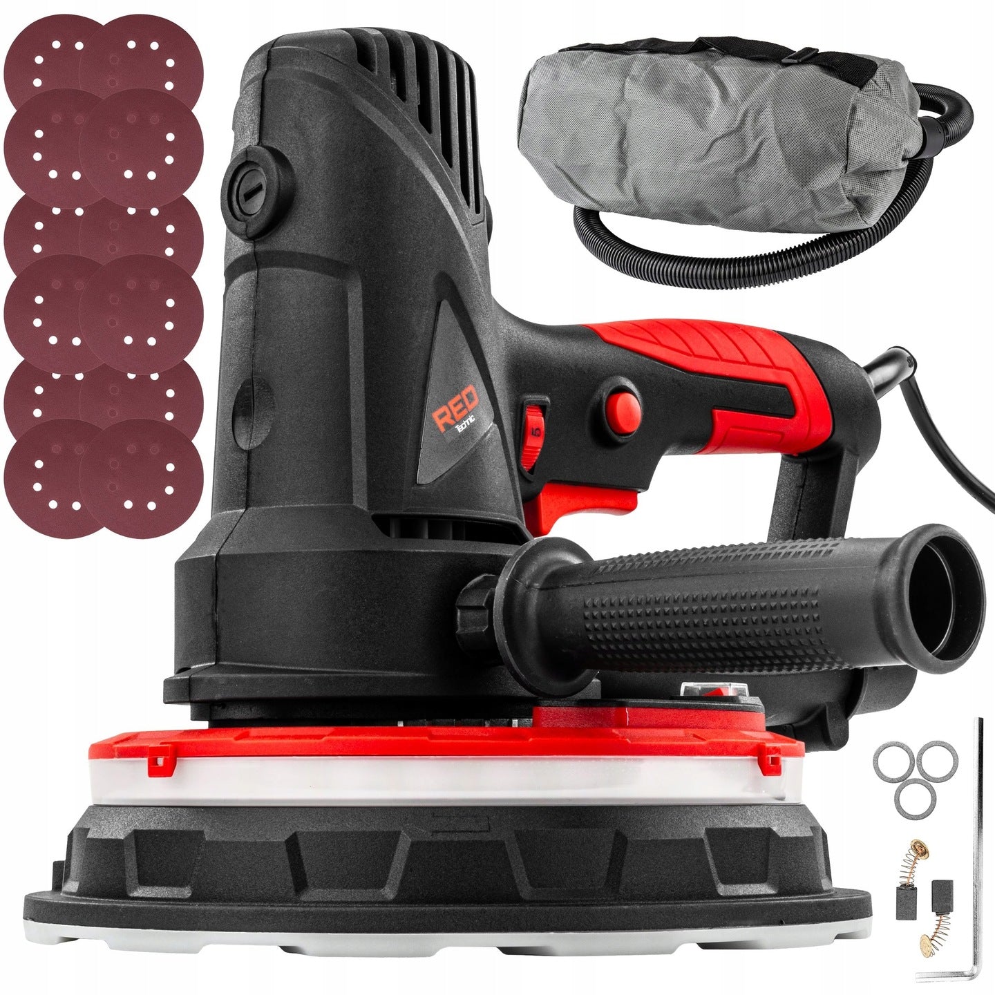 Ponceuse électrique orbitale à plâtre 1800 w + 12 disques de ponçage éclairage LED