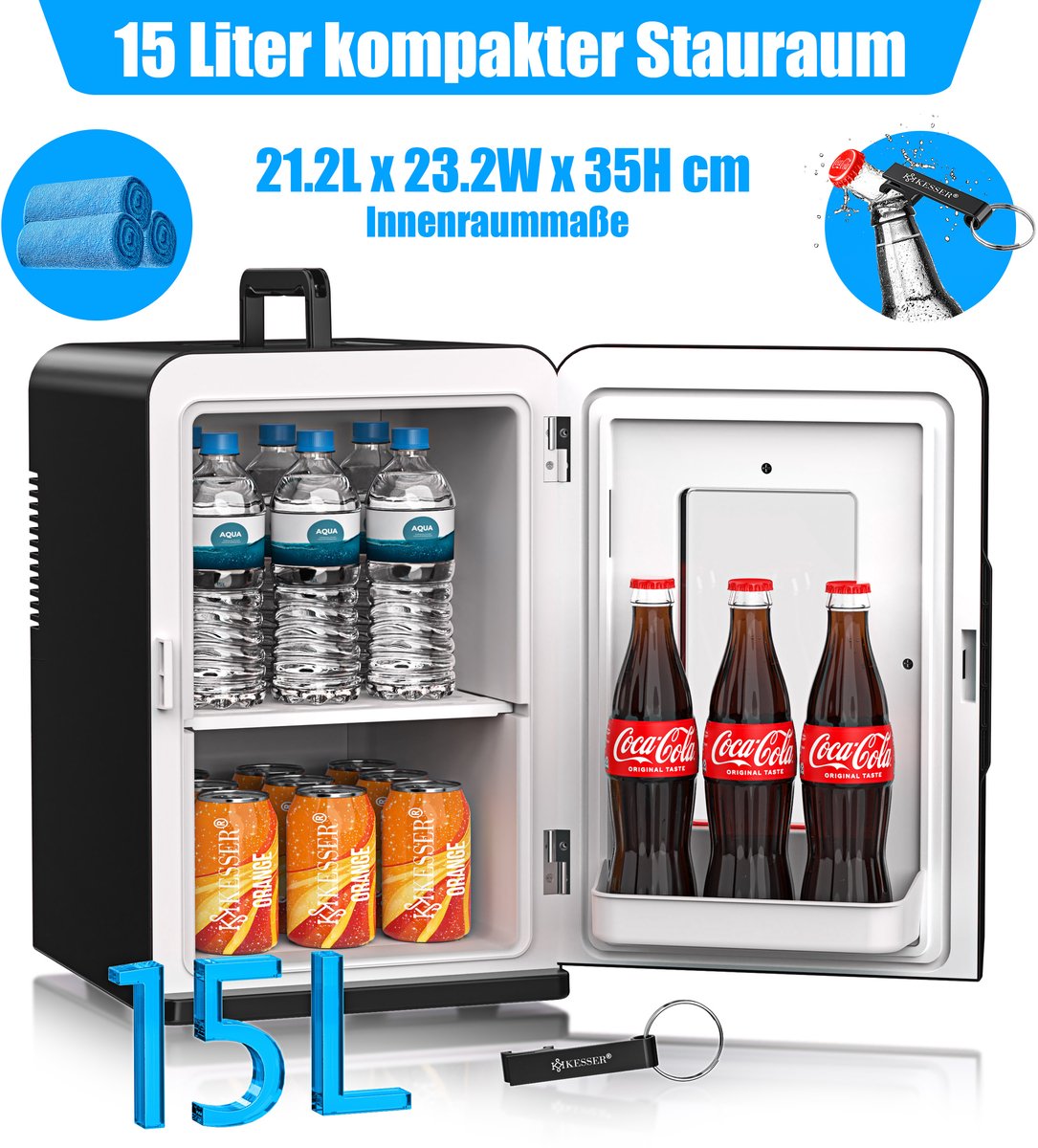 Mini frigo Réfrigérateur de table 15 litres  12V idéale pour voiture et camping