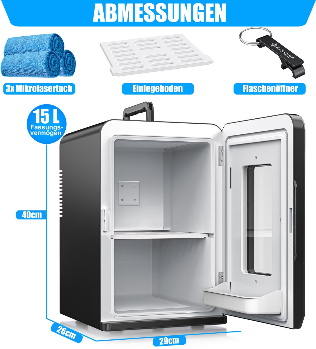 Mini frigo Réfrigérateur de table 15 litres  12V idéale pour voiture et camping