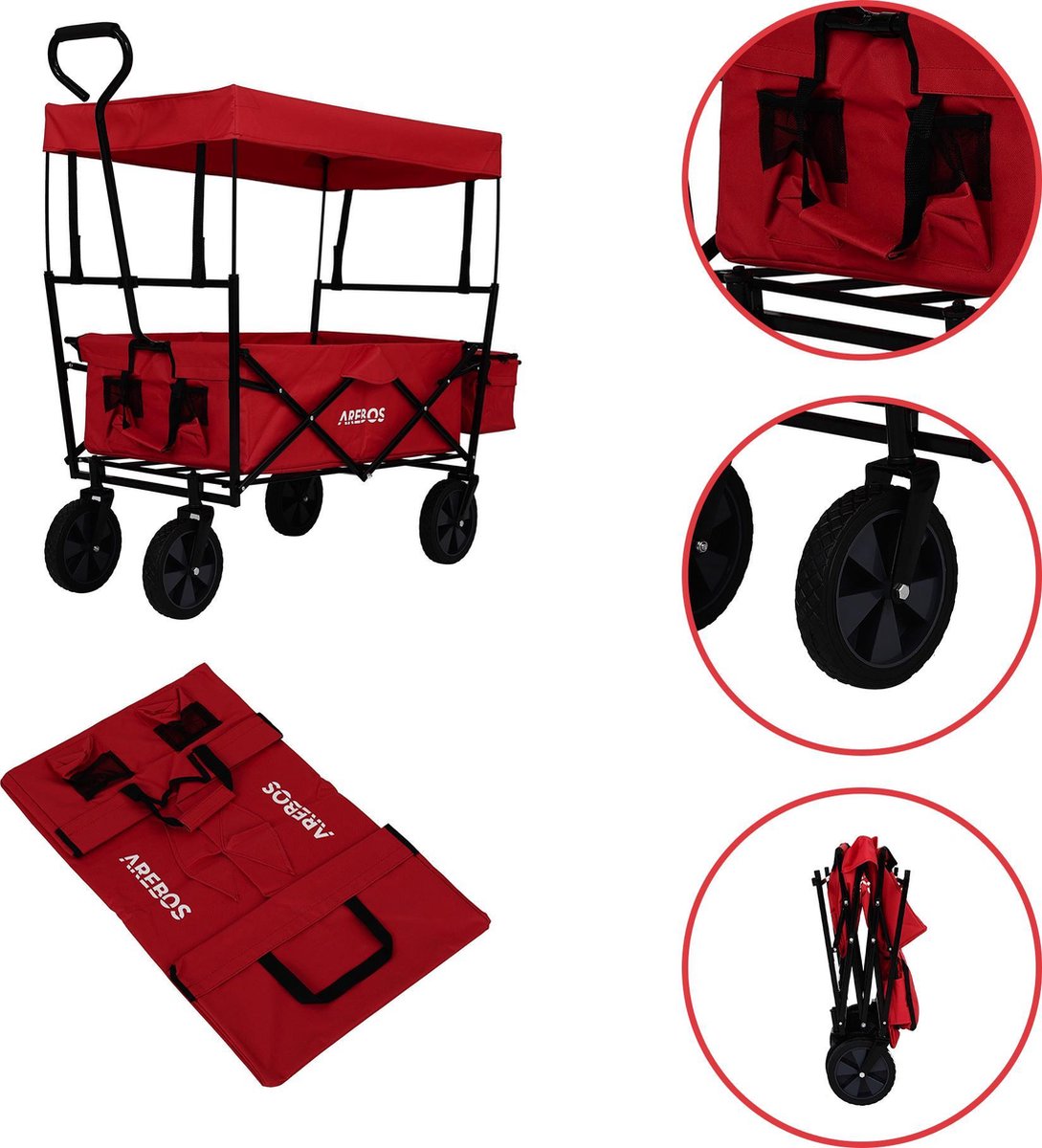 Chariot Pliable avec Toit Chariot de pneus Pleins en Caoutchouc