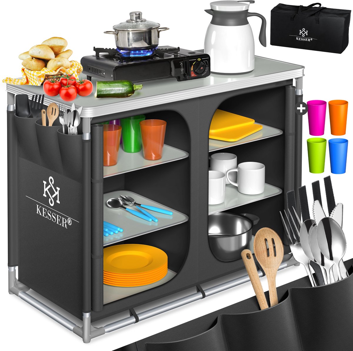 Cuisine Armoire de camping pliable avec sac de rangement