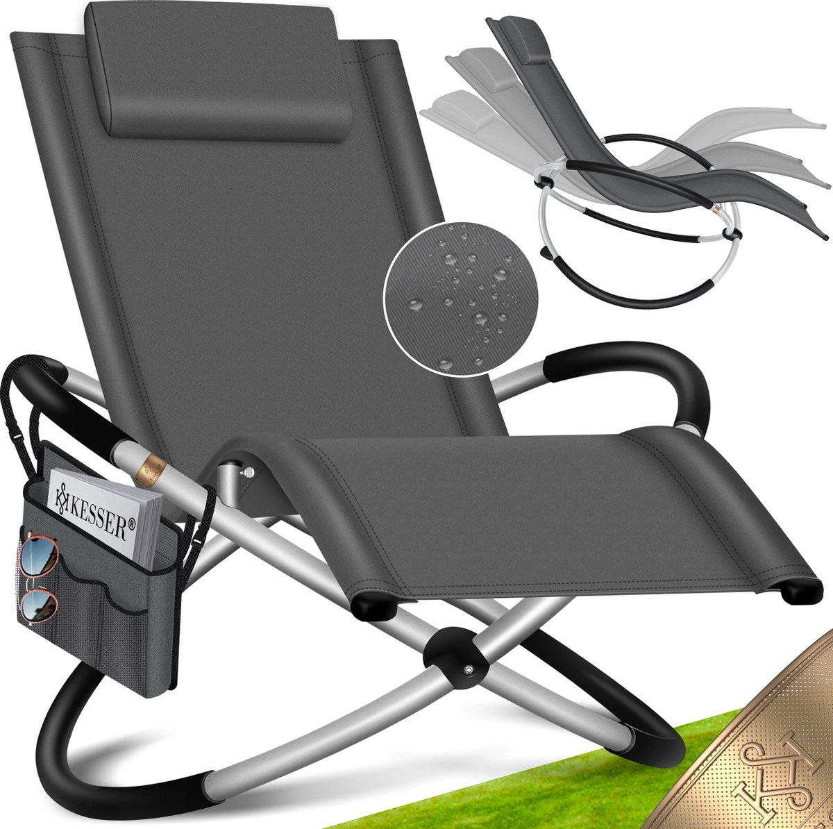 Chaise longue de jardin  à bascule Capacité de charge de 180 kg  174x78x89cm