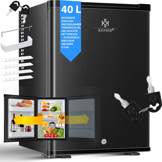Mini-réfrigérateur  frigo avec serrure Minibar 40 litres Verrouillable  env. 4°-16°C Noir