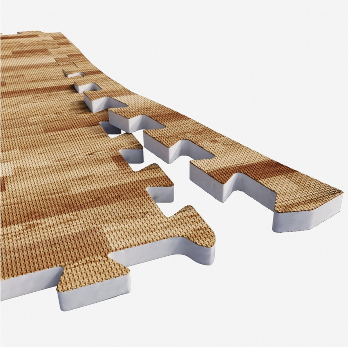 Lot de 6 tapis de protection de sol pour sport 62x62 cm (6 tapis + 12 embouts) Couleur bois