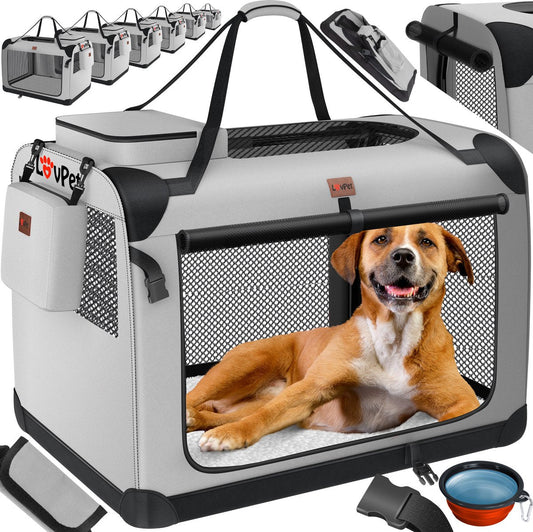 Caisse transport pour Chien Pliable Animaux domestiques, Chiens et Chats, Gris Clair, XXXL