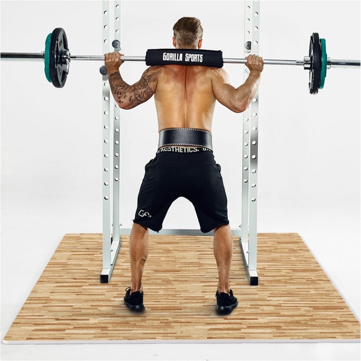 Lot de 6 tapis de protection de sol pour sport 62x62 cm (6 tapis + 12 embouts) Couleur bois