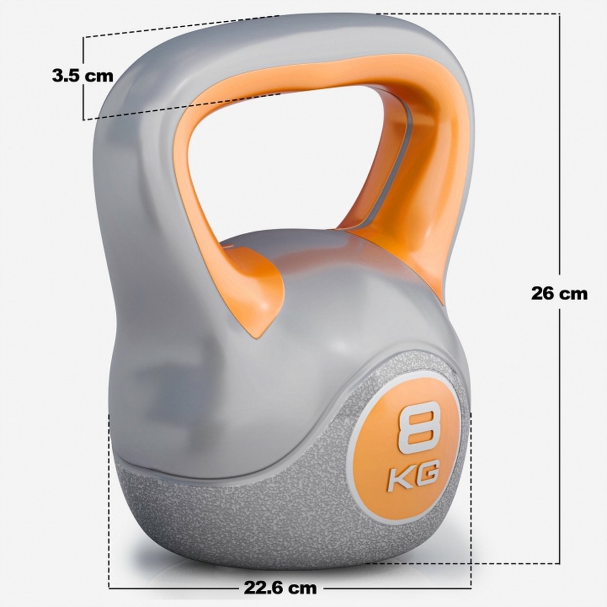 Kettlebell 8 kg Plastique (Grijs/ orange)