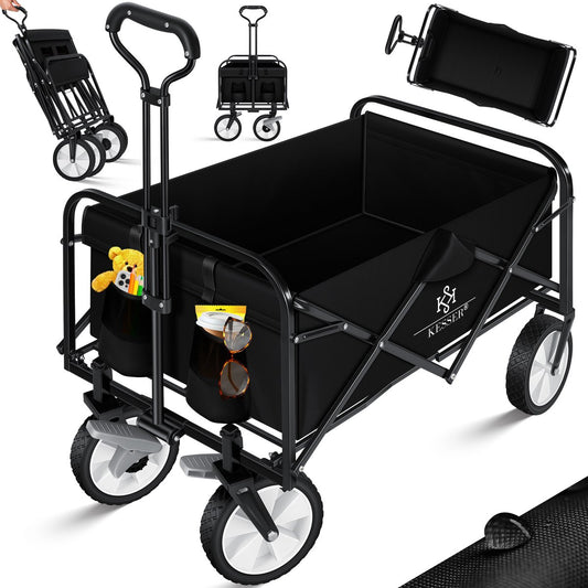 Diable pliable chariot pliable  avec 2 sacs filet Chariot de plage Pneus PVC jusqu'à 80 kg