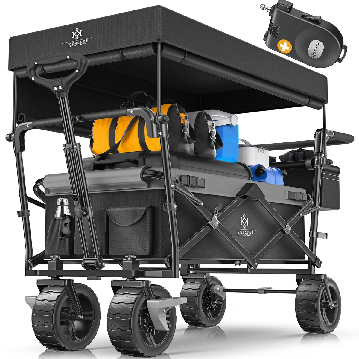 Chariot pliable plage avec toit 2 ceinture à 3 points jusqu'à 80kg