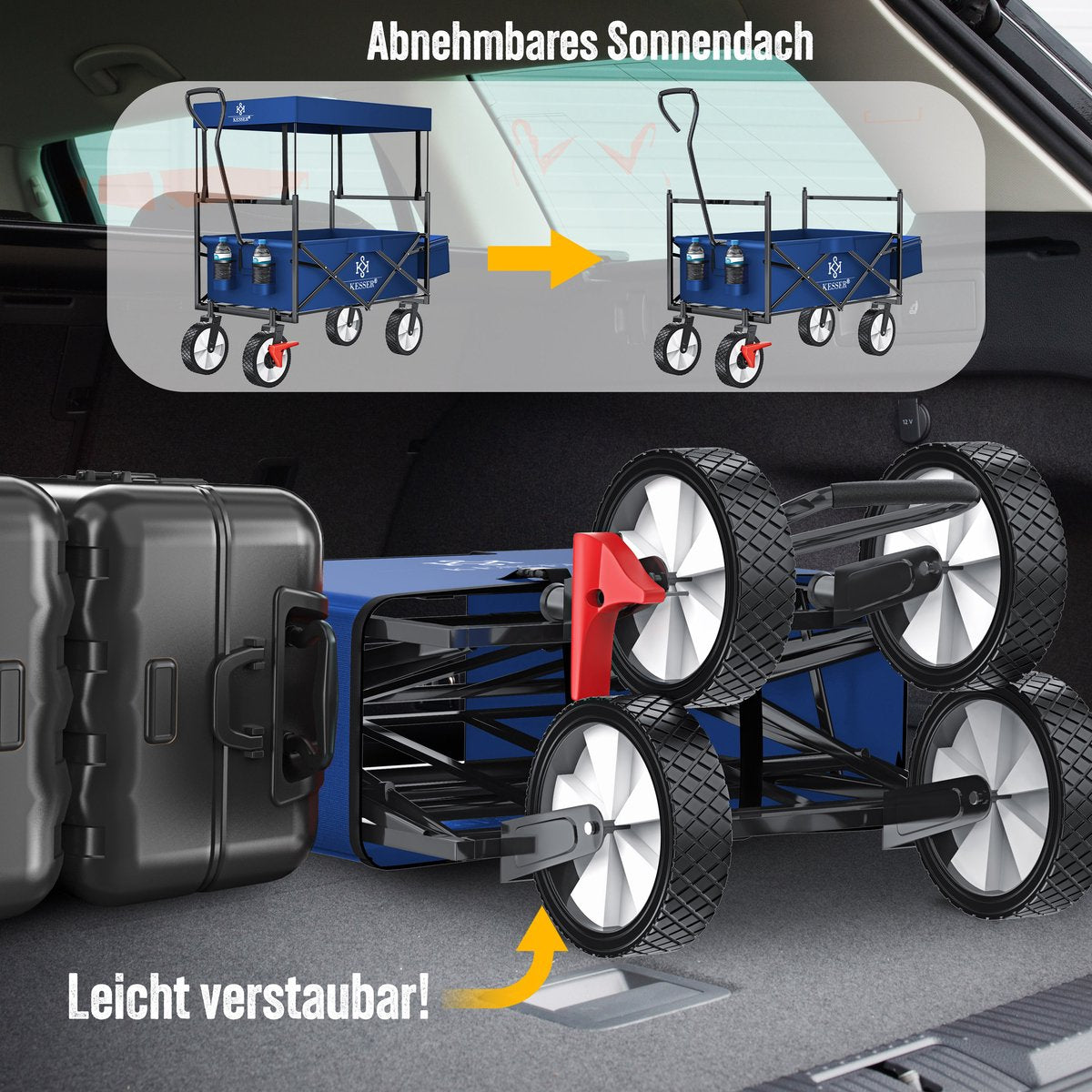 Chariot de transport pliable avec toit  2 poche + Housse