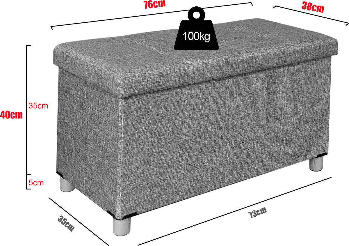 Pouf Canapé Coffre banquette rangement en tissu Vert