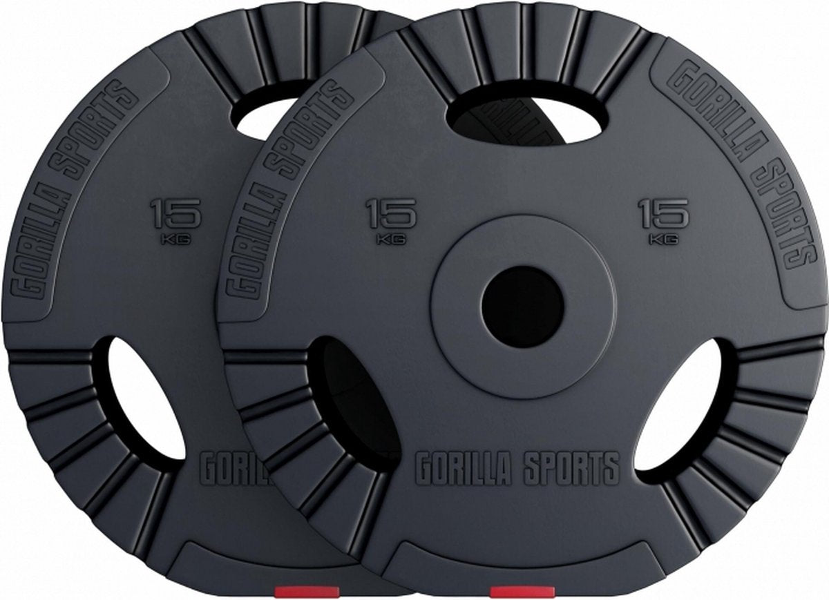 Lot de 2 disque de poids 30KG Olympique  2 x 15 kg - Pince en plastique - 50 mm