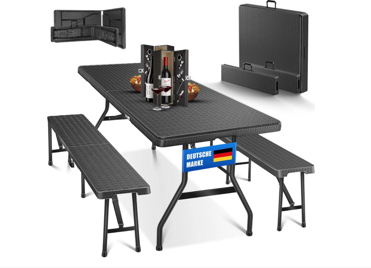 Ensemble de tente à bière 3 pièces, table + 2 x banc pliablee robinet à bière