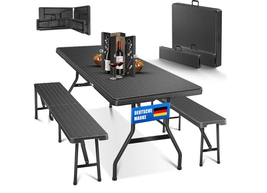 Ensemble de tente à bière 3 pièces, table + 2 x banc pliablee robinet à bière