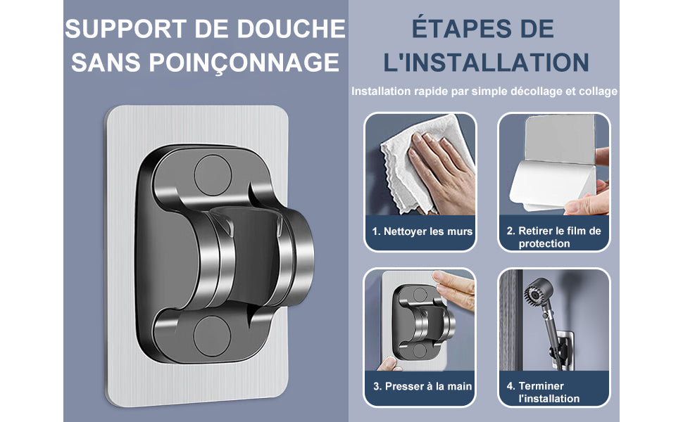 Pommeau de Douche massage Haute Pression Economiseur d'eau filtre Anti Calcaire  1.5M + Support