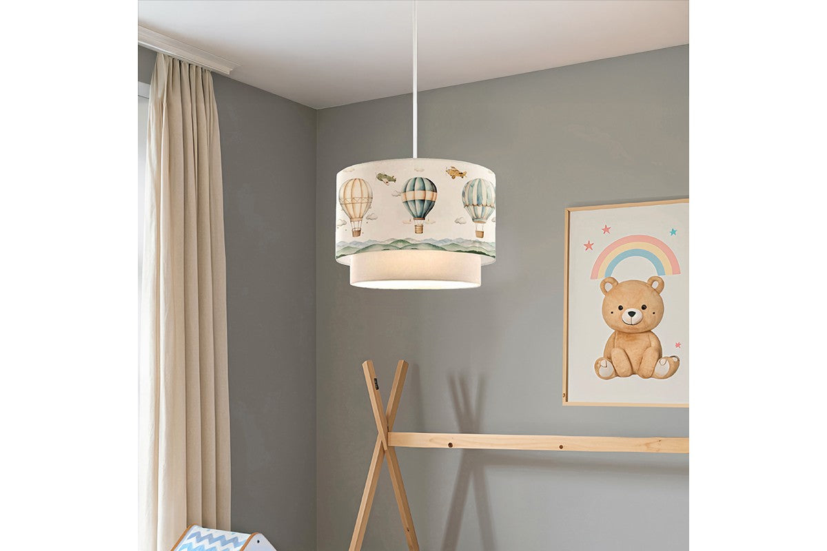 Suspension luminaire plafonnier enfant abat jour beige 30x20 cm