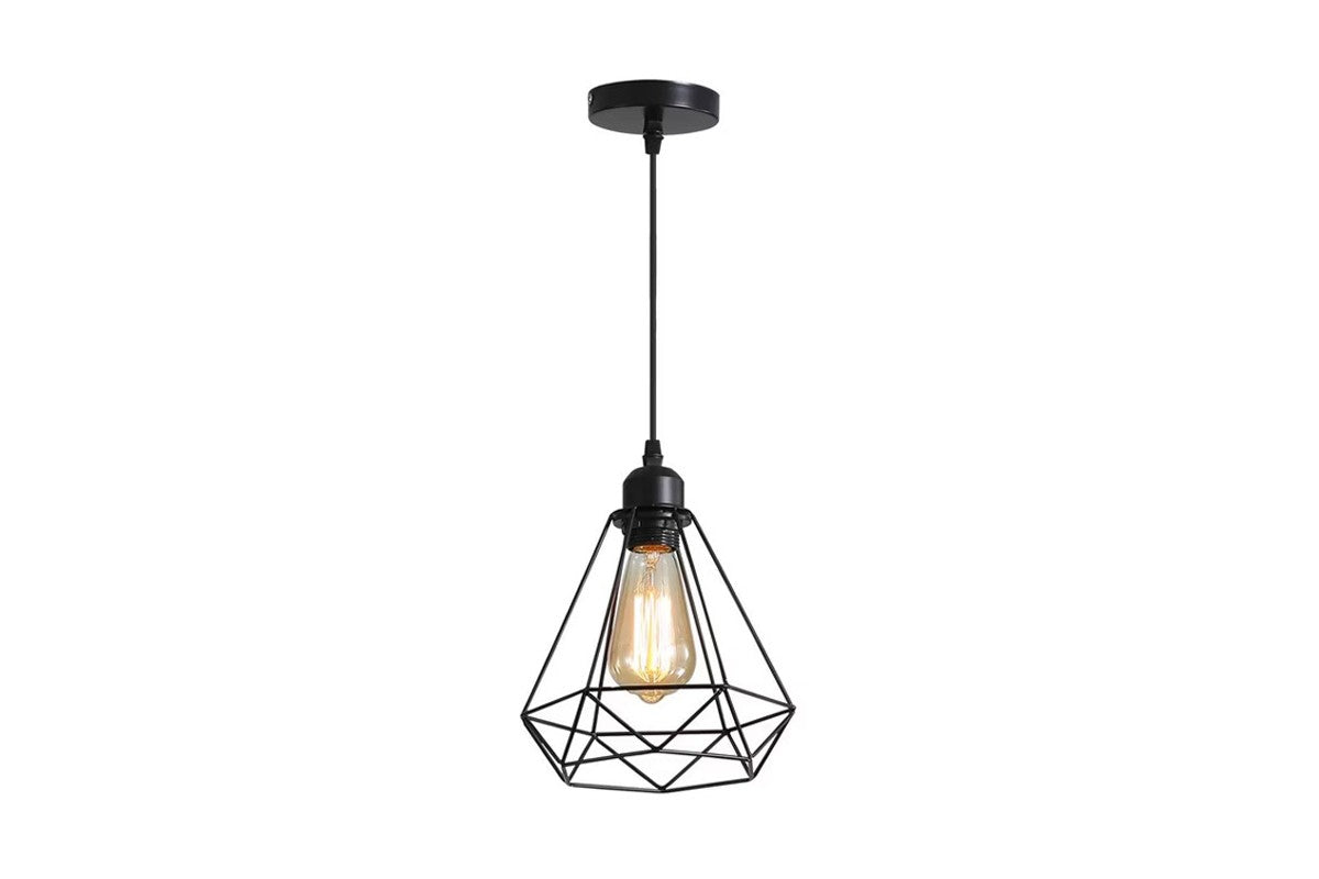 Plafonnier suspension luminaire métal noir 20,5x25 cm