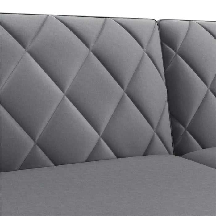 Canapé Droit Convertible En Tissu Canapé-lit Avec Dossier Inclinable Et Accoudoirs, Gris Foncé