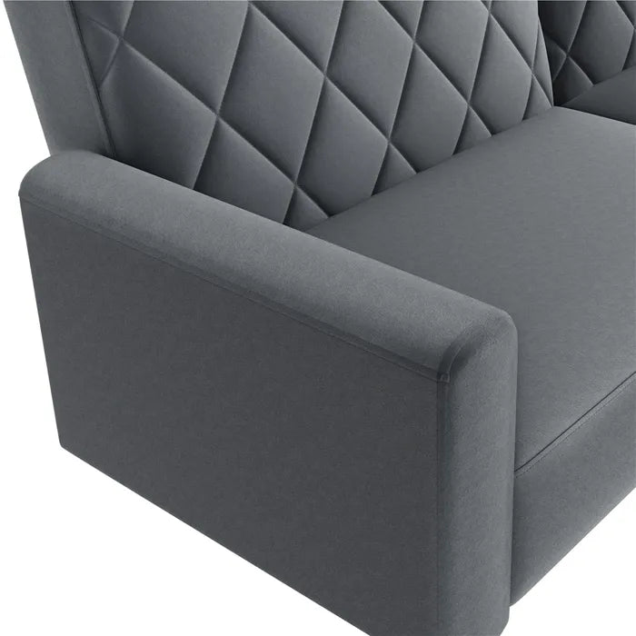Canapé Droit Convertible En Tissu Canapé-lit Avec Dossier Inclinable Et Accoudoirs, Gris Foncé