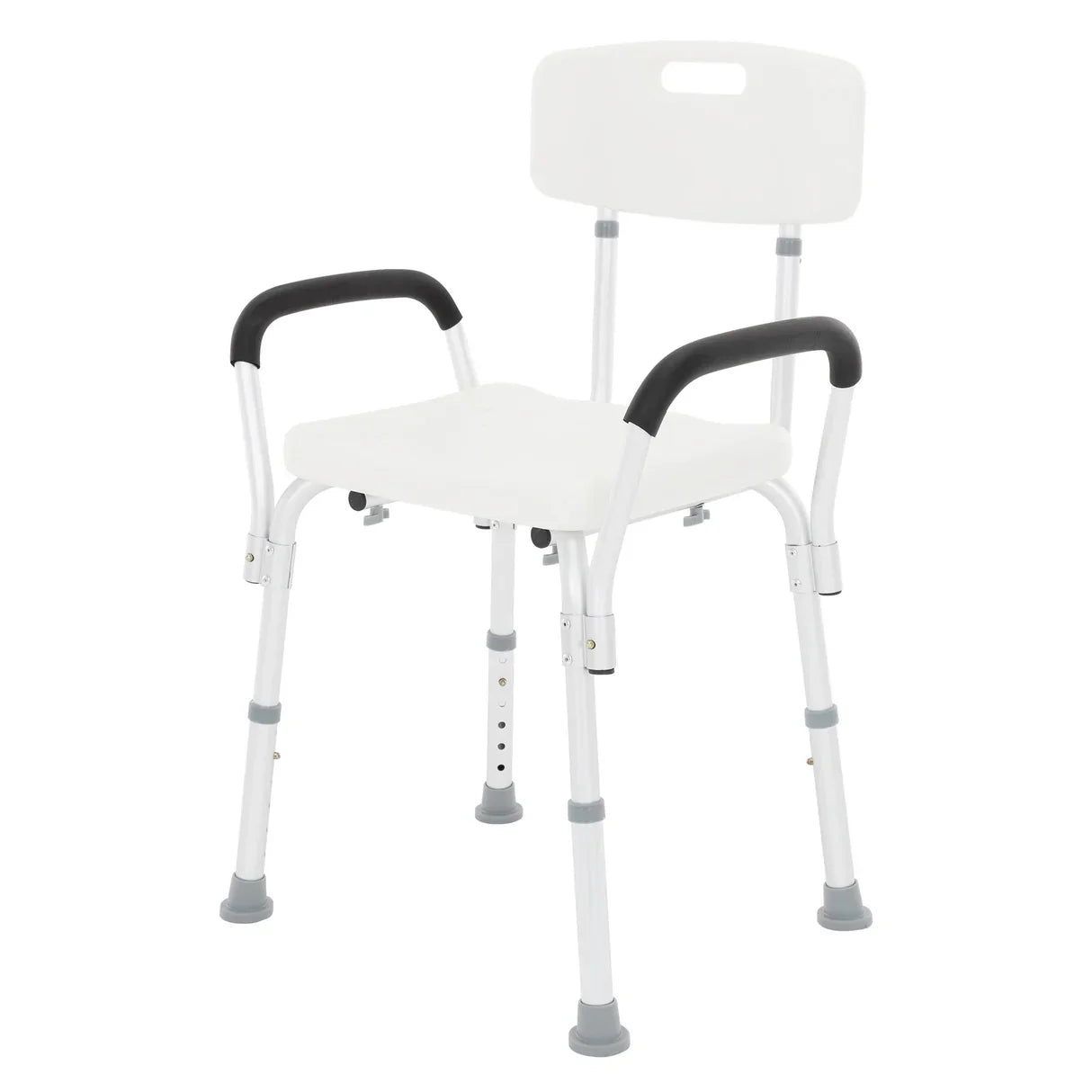 Chaise de douche avec dossier et accoudoirs, antidérapante, réglable en hauteur 6 niveaux