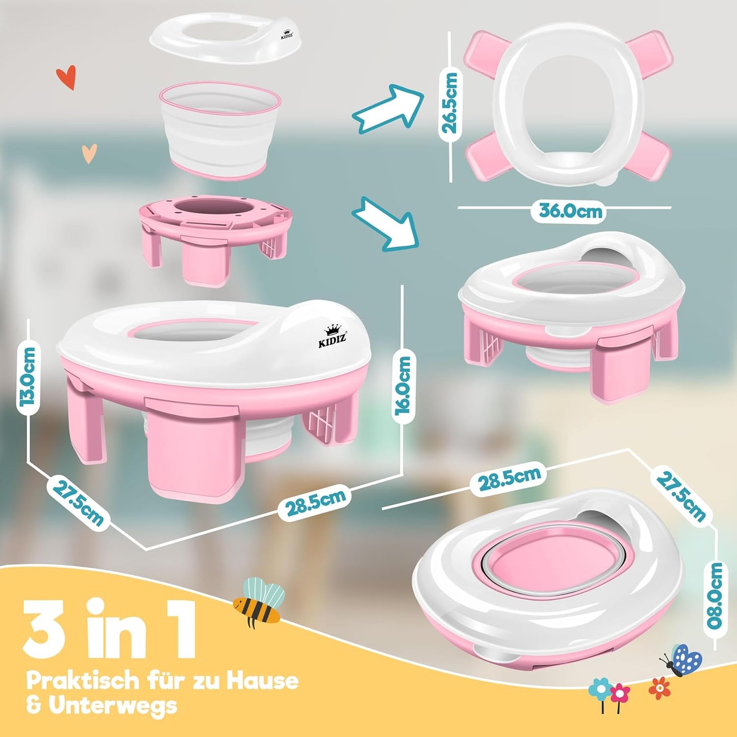Siège de toilette pour enfant - Pot d'apprentissage  Système de récompense avec autocollants  3 en 1