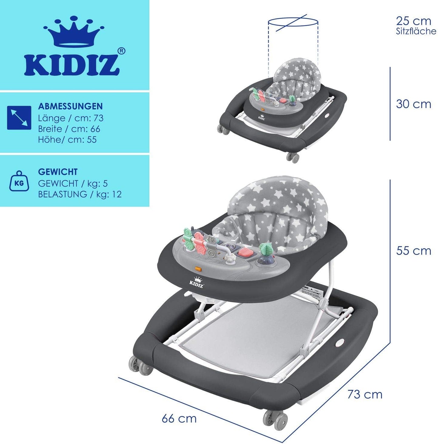 Trotteur 4 en 1 Chariot d'éveil et de marche Trotteur - fonction basculante  Pliable
