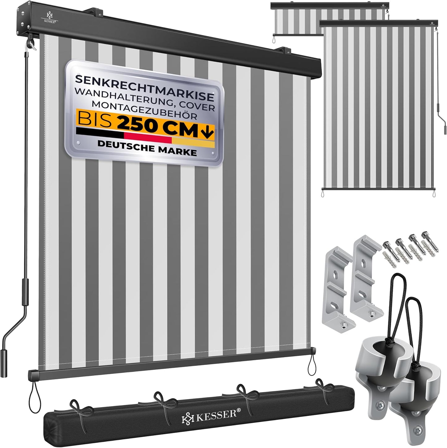 Store vertical 160 x 250 cm  Mécanisme à manivelle  balcon - Protection solaire et brise-vue