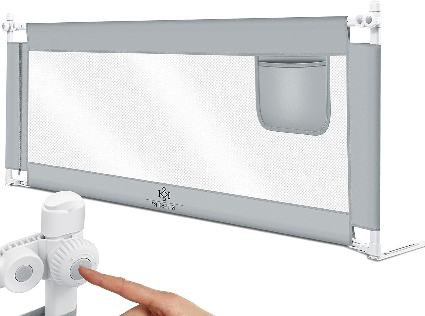 barrière de lit protection pour enfant, gris clair, 150cm