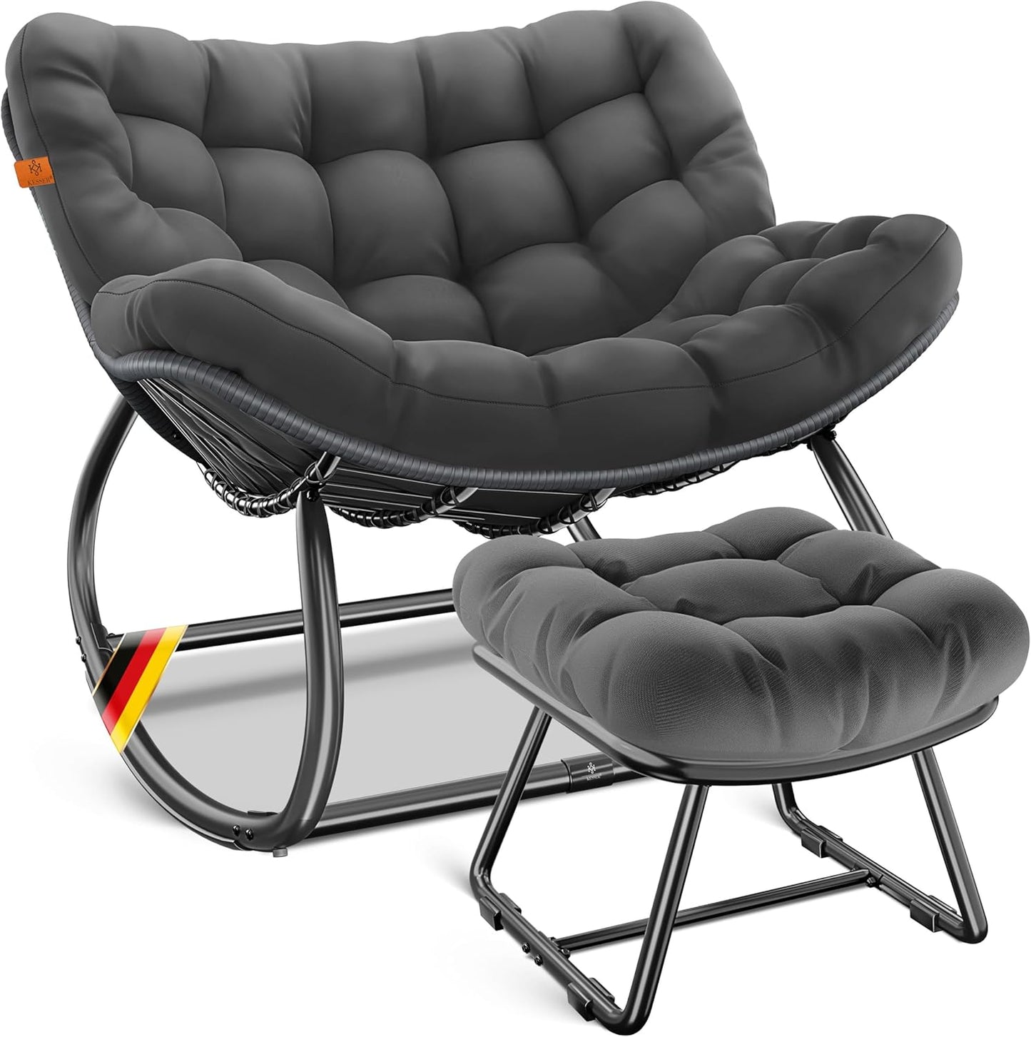 Fauteuil à bascule jardin  avec repose-pieds, pour l'intérieur et l'extérieur