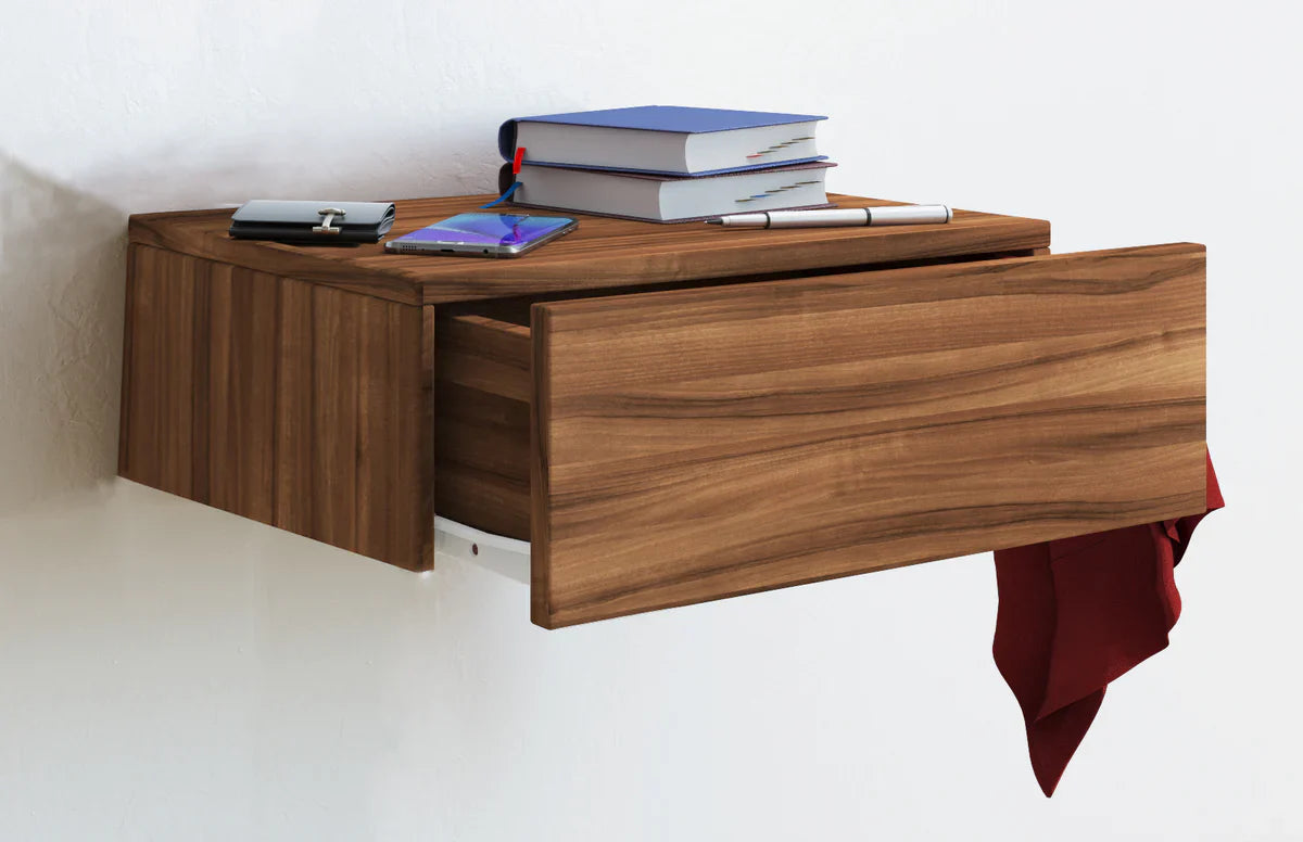 Table de chevet etagere mural avec tiroir Noir