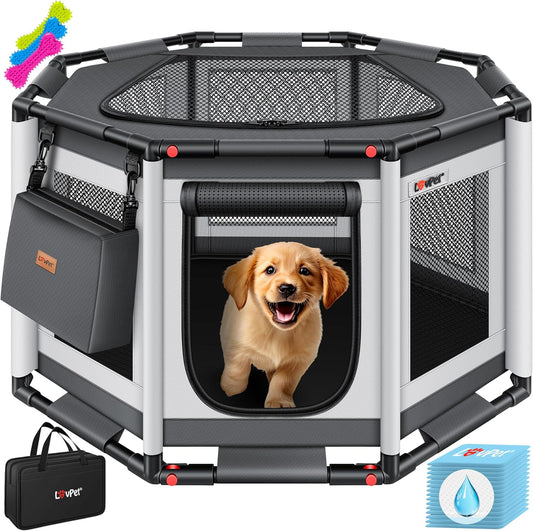 Parc Cage Intérieur Extérieur pour chiens  Enclos - L (112 x 112 x 62 cm)