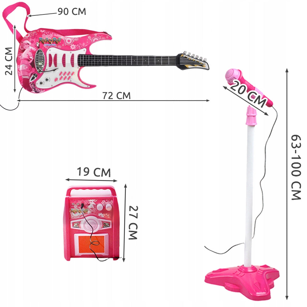 Pack Guitare électrique enfant + microphone + amplificateur Rose