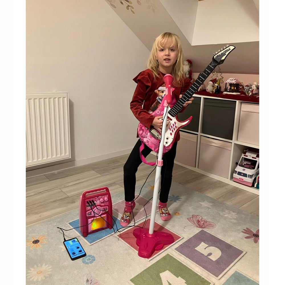 Pack Guitare électrique enfant + microphone + amplificateur Rose