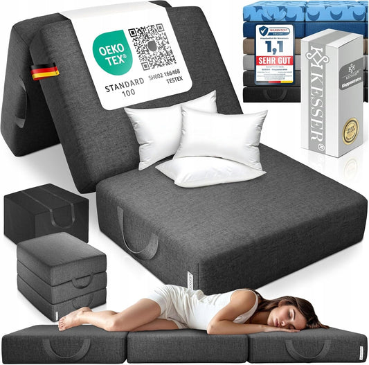 Matelas pliant, 90 x 200 x 15 cm mousse de 25 kg/m³ avec sac de transport