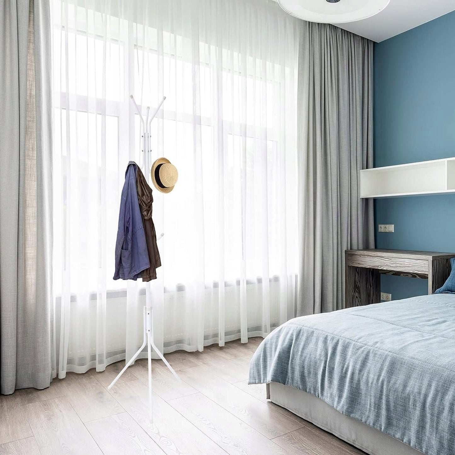 Porte manteaux 12 crochets 170 cm - blanc