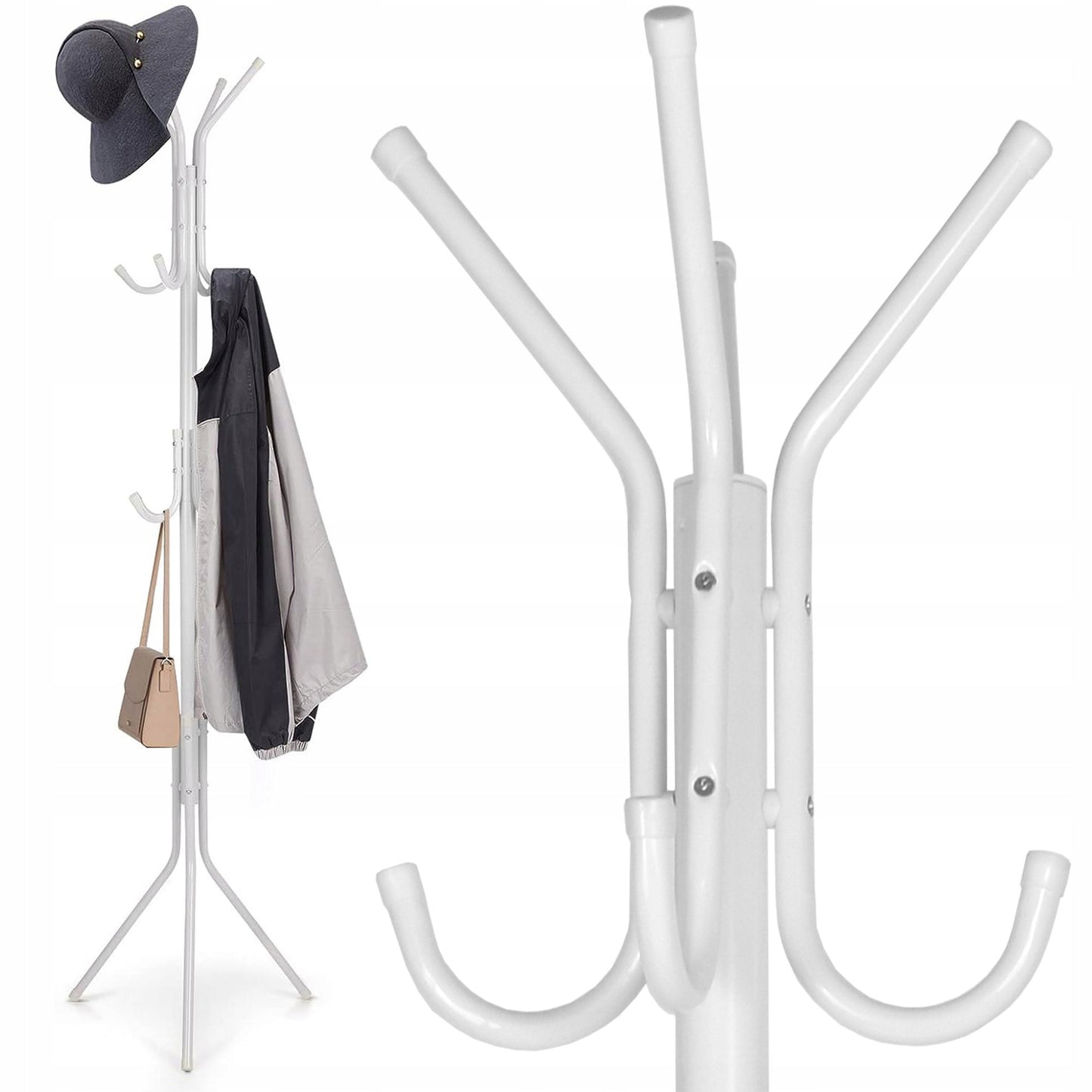 Porte manteaux 12 crochets 170 cm - blanc