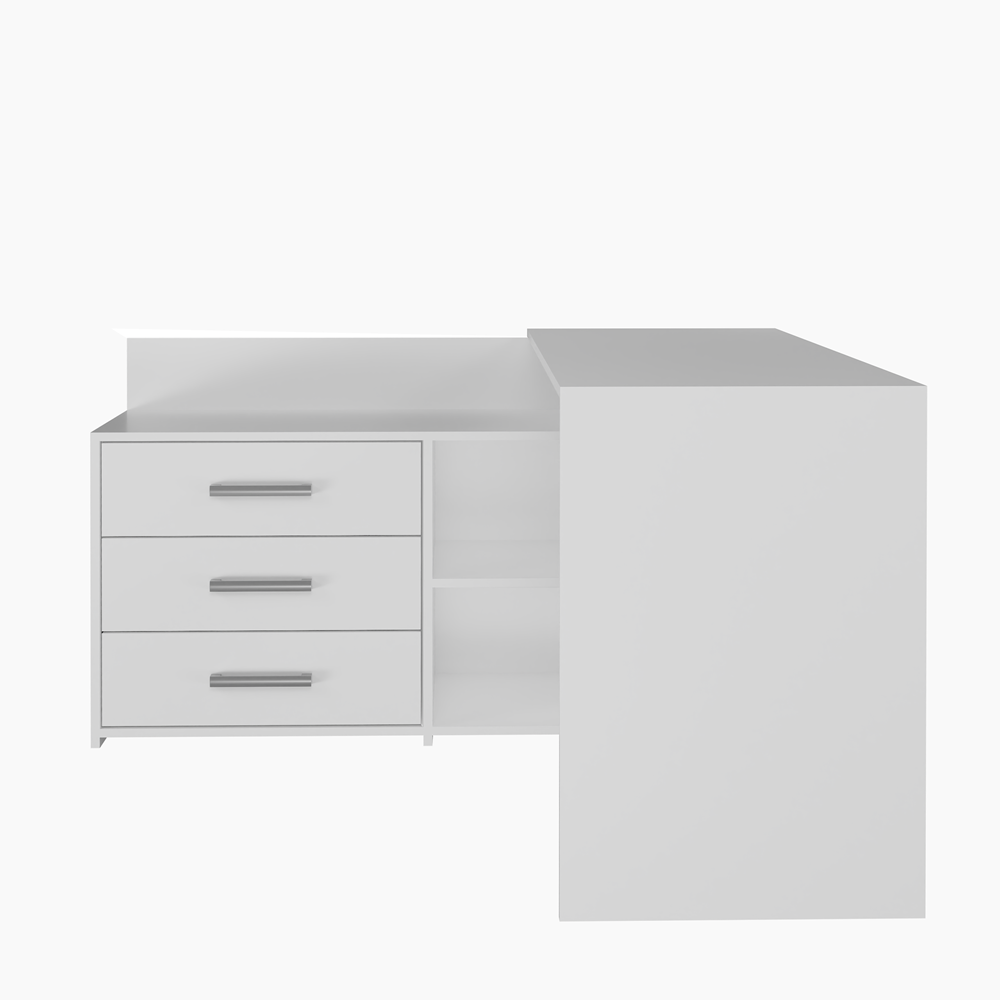 Bureau d'angle 3 tiroirs blanc 120x50x76 Cm