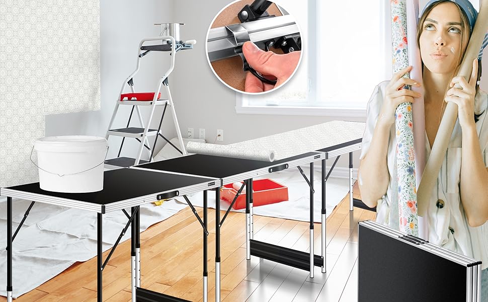 Lot de 3 Table Multifonctions  100 x 60 cm, Avec Fonction de Rallonge, Pliante