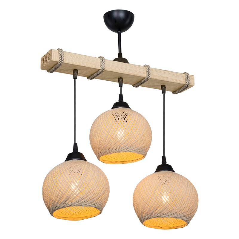 Suspension luminaire Plafonnier Fiona Ε27 crème-naturel 50x20x63cm