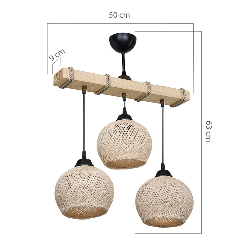 Suspension luminaire Plafonnier Fiona Ε27 crème-naturel 50x20x63cm