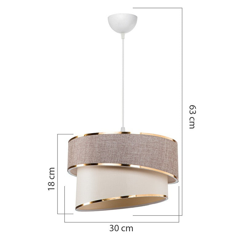 Suspension luminaire Plafonnier Loopy Ε27 beige-blanc D30x63cm