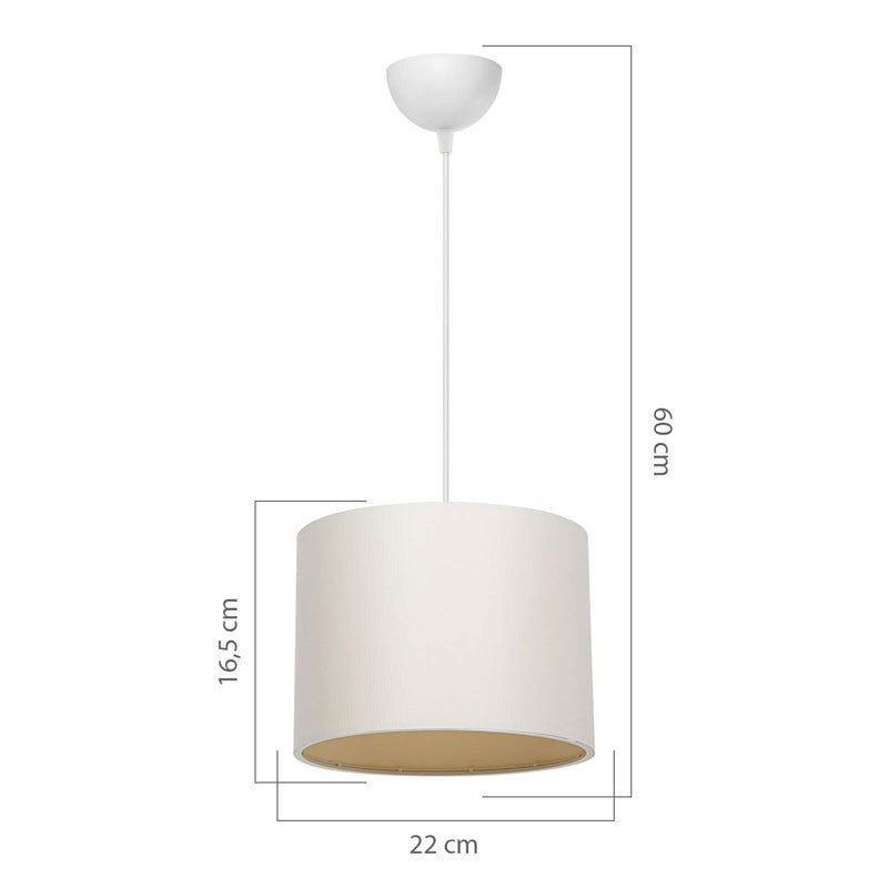 Suspension luminaire Plafonnier PΕ27 blanc crème D22x60cm