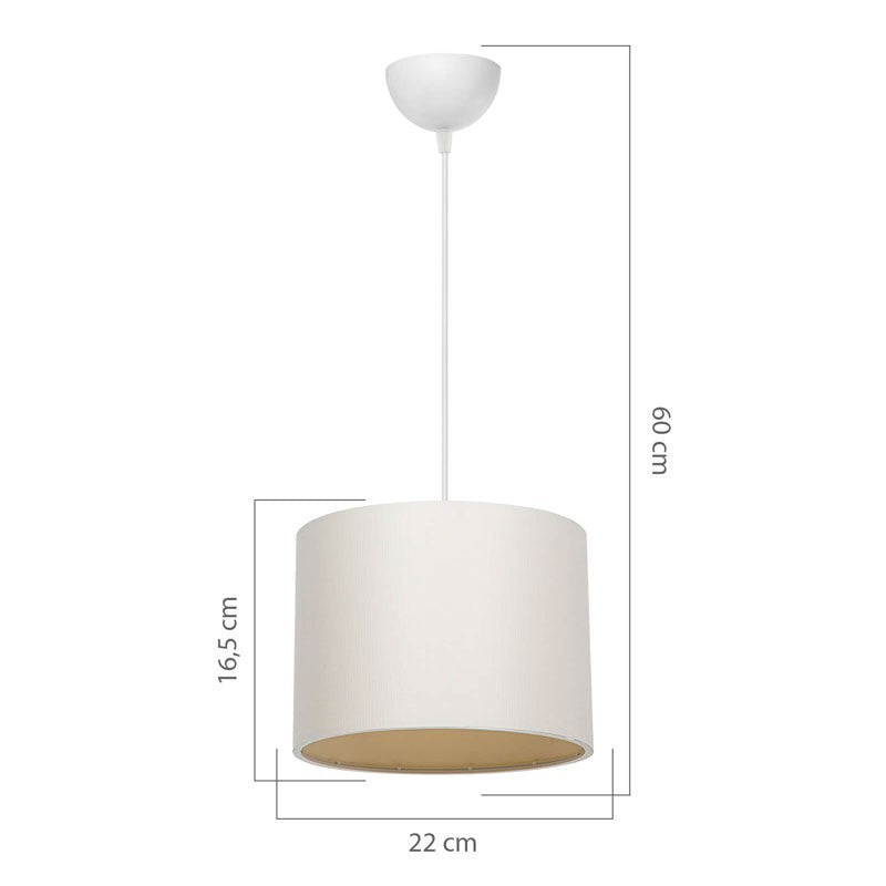 Suspension luminaire Plafonnier PΕ27 blanc crème D22x60cm